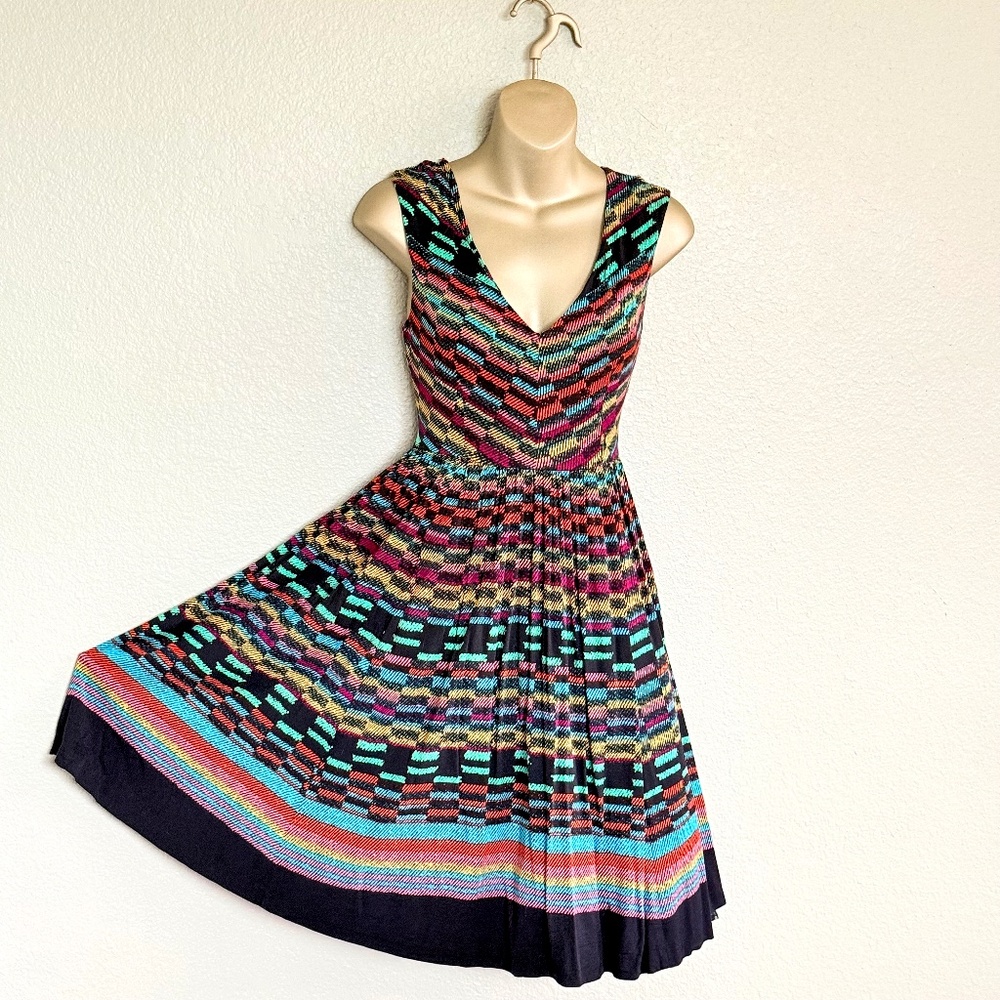 Retro Whimsical Petticoat Fit & Flare Party Dress Plenty by Tracy Reece Sz 2